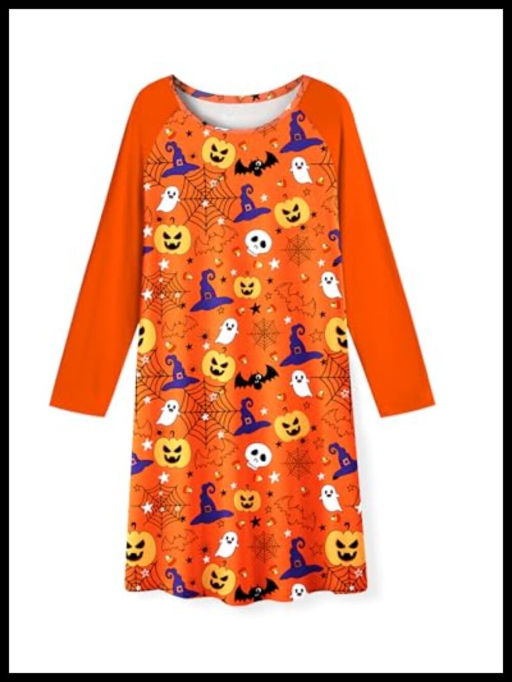 Girls Halloween Nightgown Long Sleeve Pajama Dress Loose Fit Holiday Sleepwear